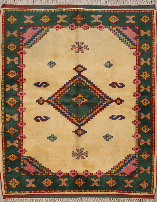 Geometric Anatolian Turkish Area Rug 4x5