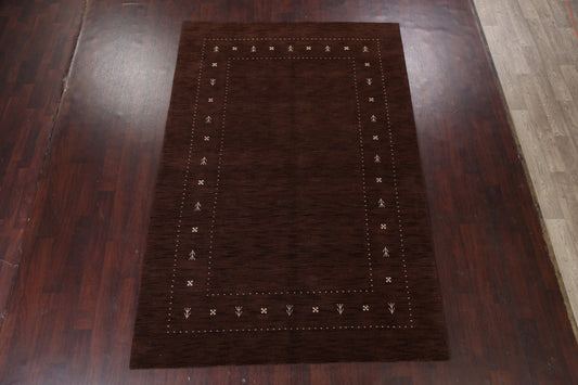 Brown Gabbeh Wool Area Rug 7x10