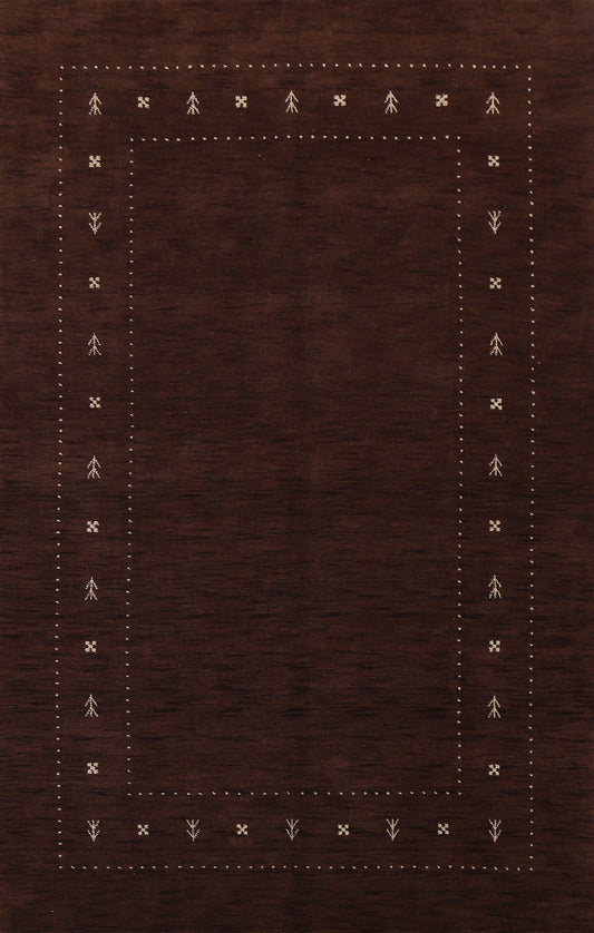 Brown Gabbeh Wool Area Rug 7x10