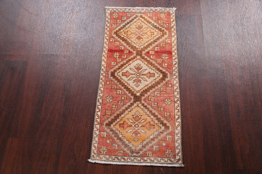 Geometric Authentic Oushak Turkish Area Rug 1x3