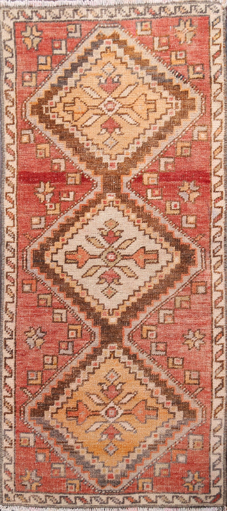 Geometric Authentic Oushak Turkish Area Rug 1x3