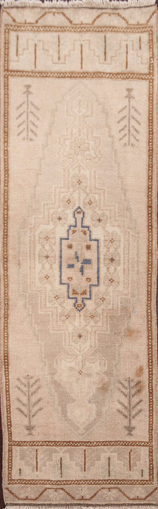 Muted Oushak Turkish Runner Rug 1x4