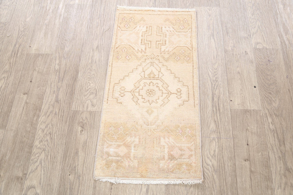 Distressed Oushak Oriental Area Rug 1x3