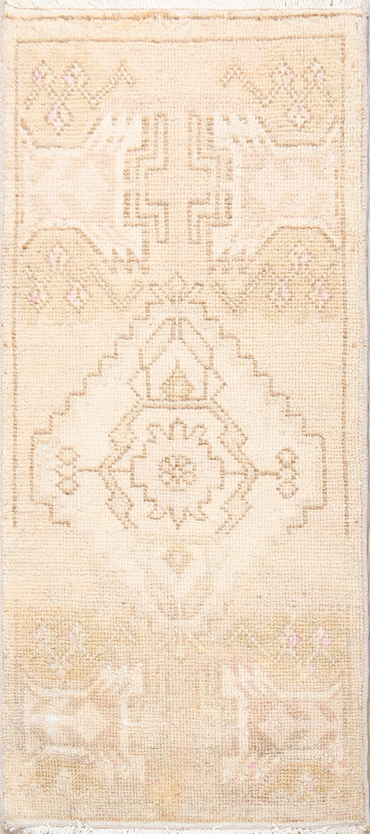 Distressed Oushak Oriental Area Rug 1x3