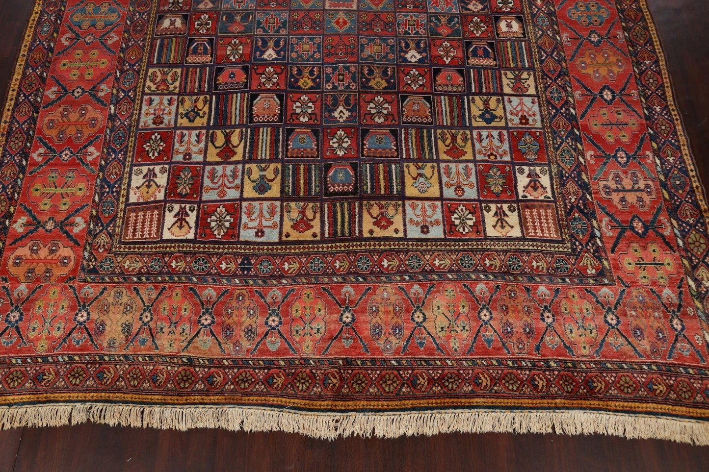 Pre-1900 Antique Bakhtiari Vegetable Dye Persian Rug 13x16