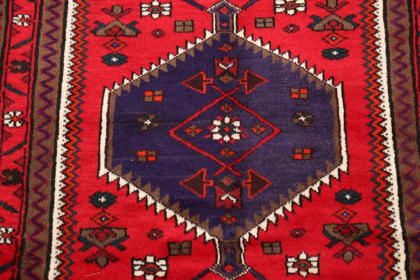 Geometric Hamedan Persian Area Rug 3x5