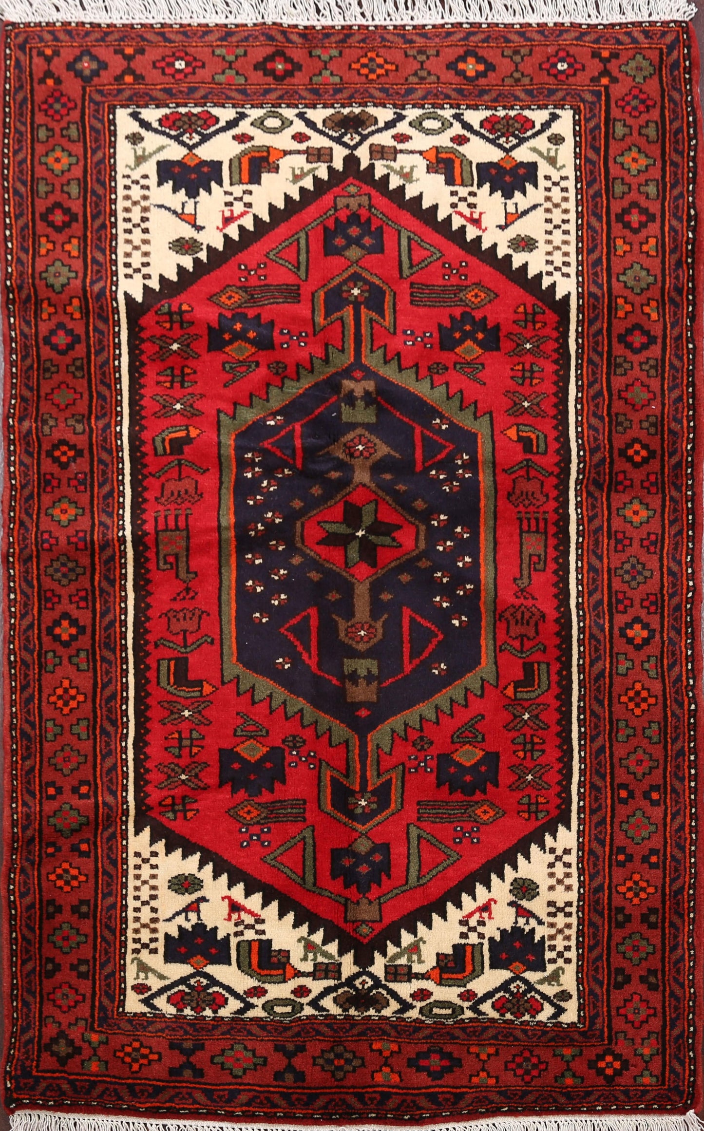 Tribal Hamedan Persian Area Rug 3x5