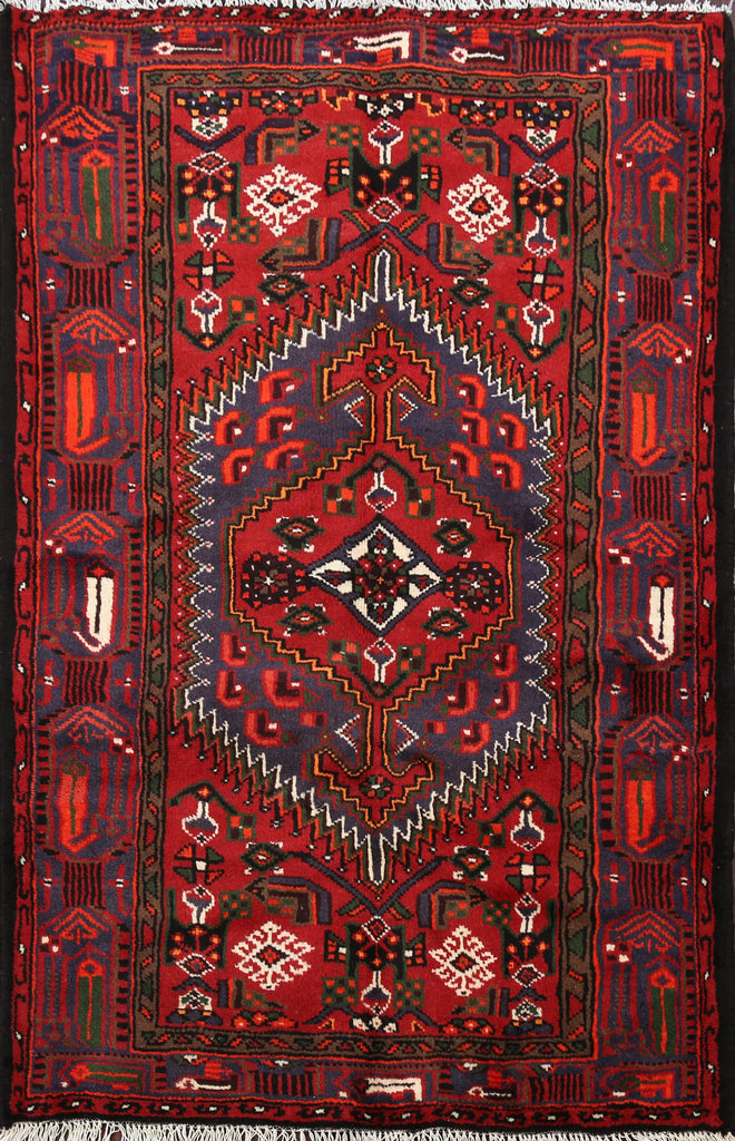 Geometric Hamedan Persian Area Rug 3x5