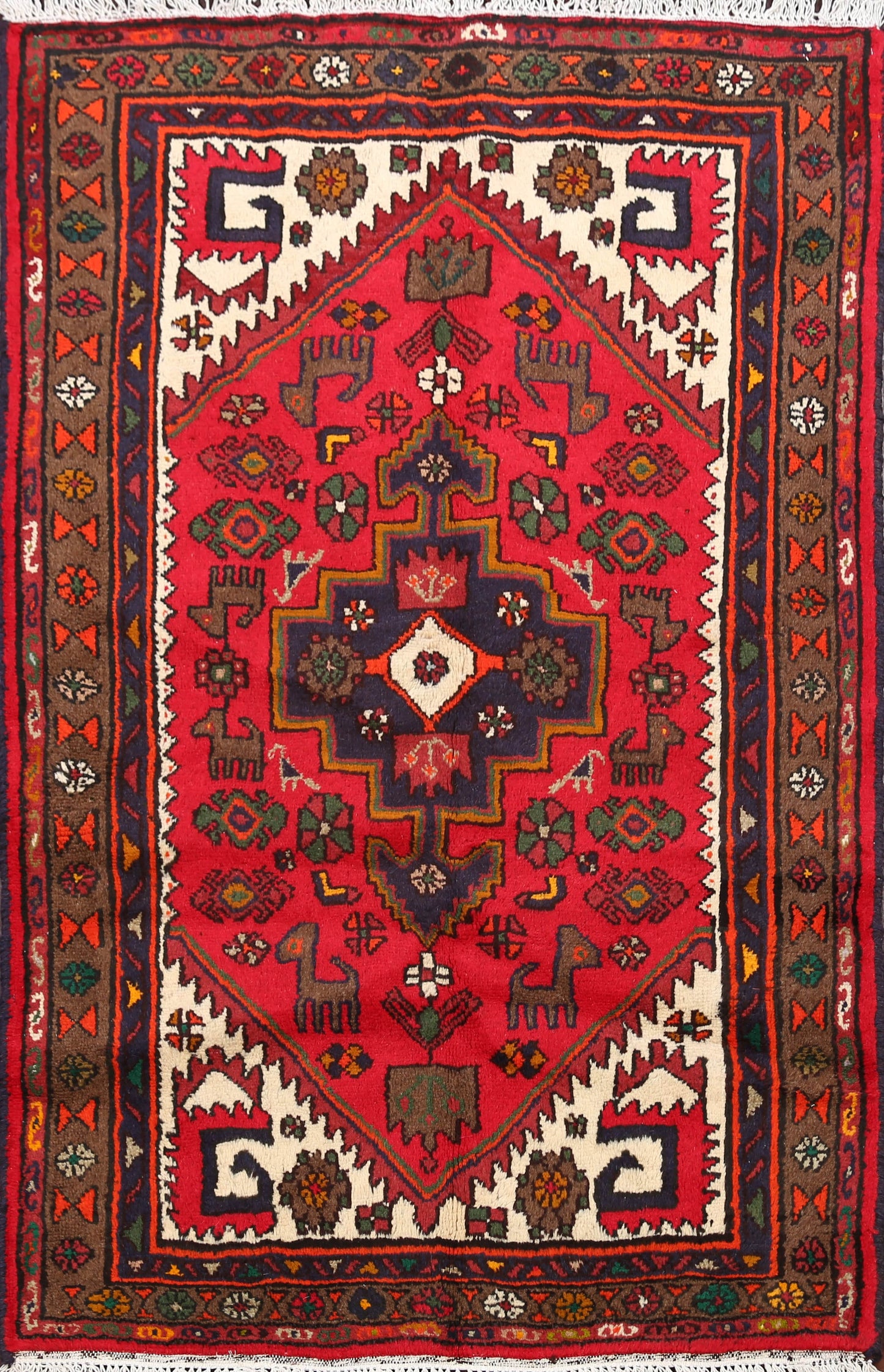 Tribal Hamedan Persian Area Rug 3x5