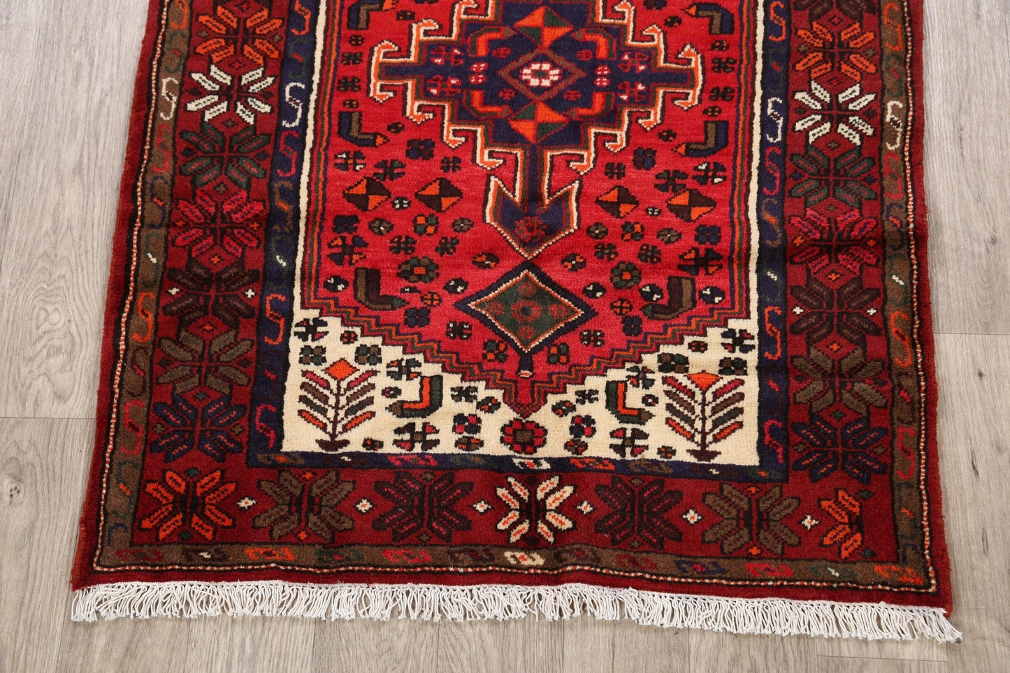 Geometric Hamedan Persian Area Rug 3x5