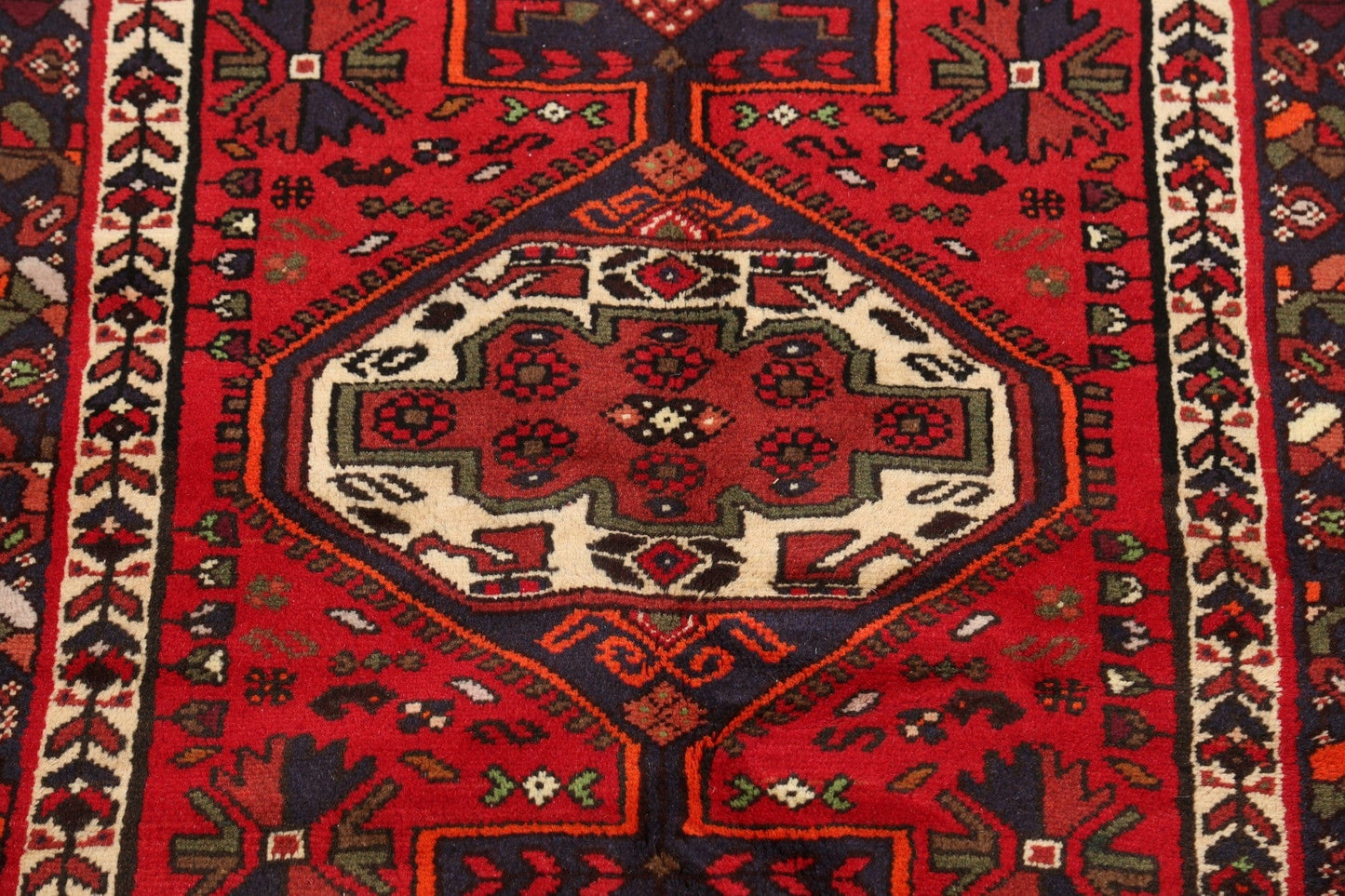 Geometric Hamedan Persian Area Rug 3x5