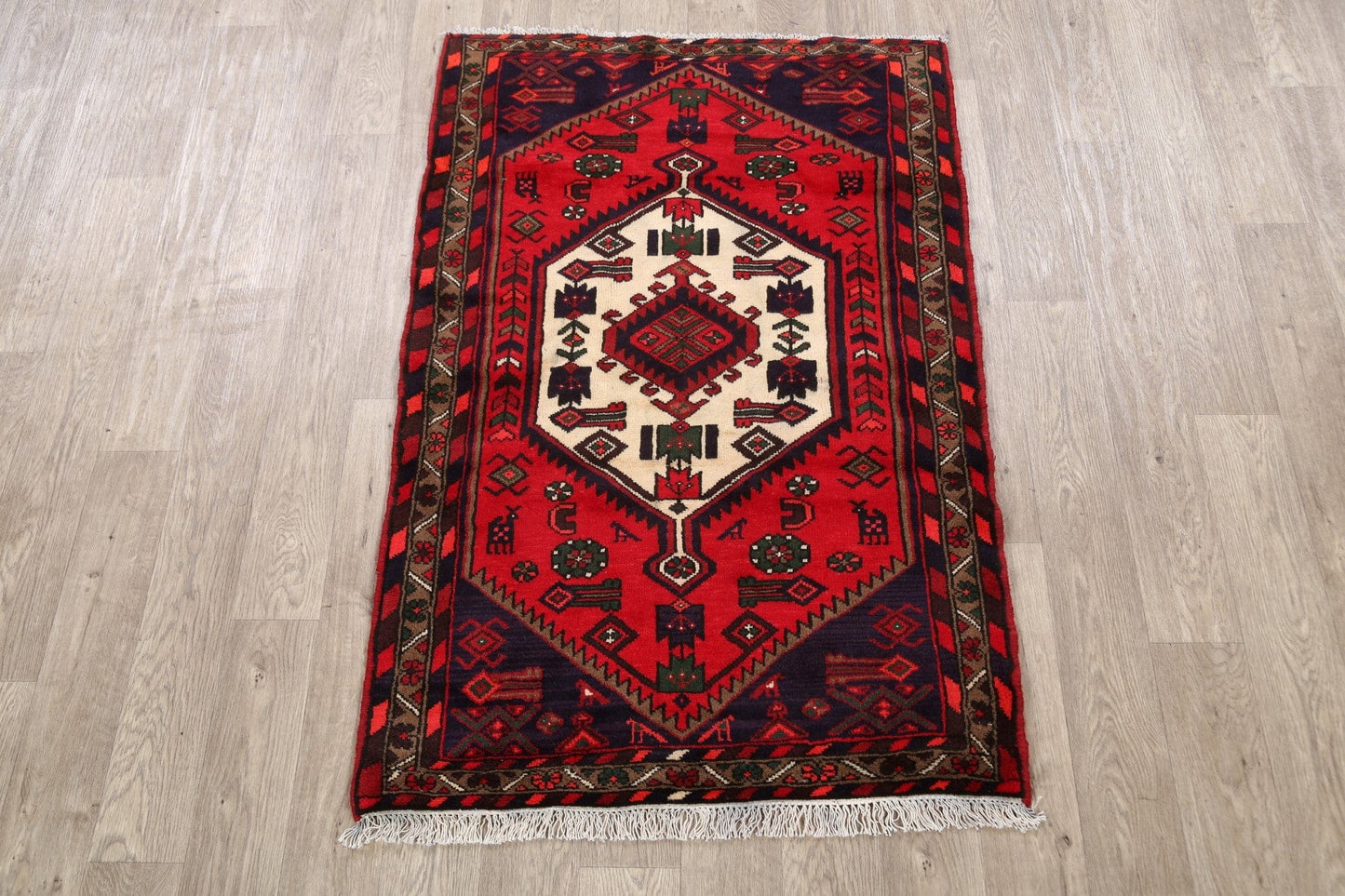 Tribal Hamedan Persian Area Rug 3x5