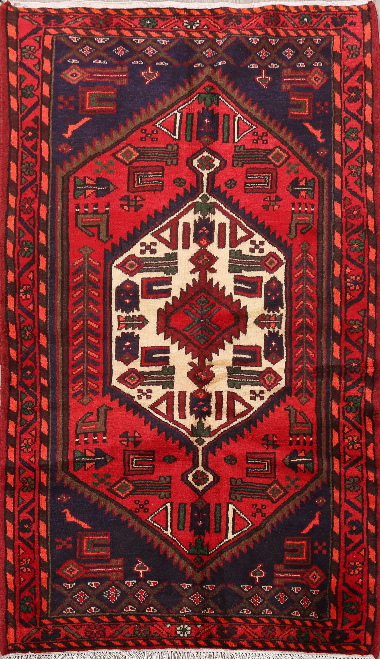 Tribal Hamedan Persian Area Rug 3x5