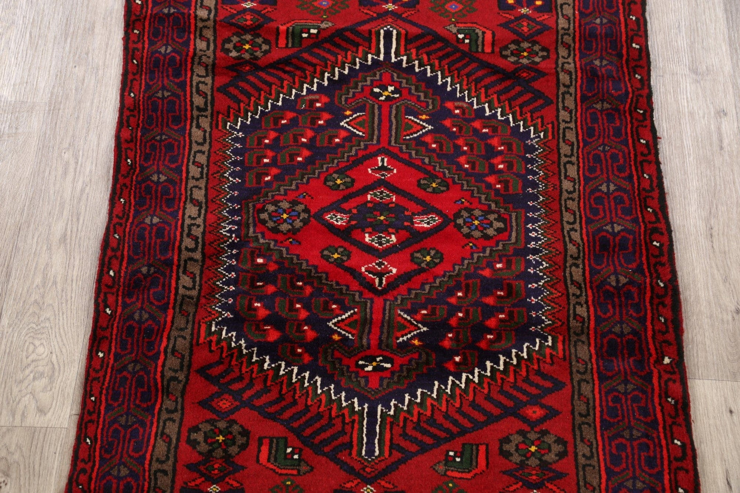 Geometric Hamedan Persian Area Rug 3x5