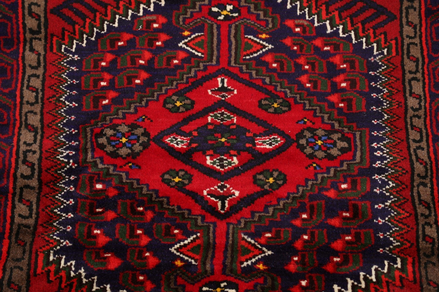 Geometric Hamedan Persian Area Rug 3x5