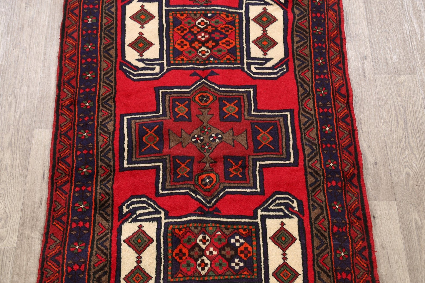 Geometric Hamedan Persian Area Rug 3x5