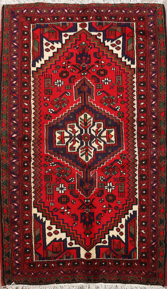 Geometric Hamedan Persian Area Rug 3x5