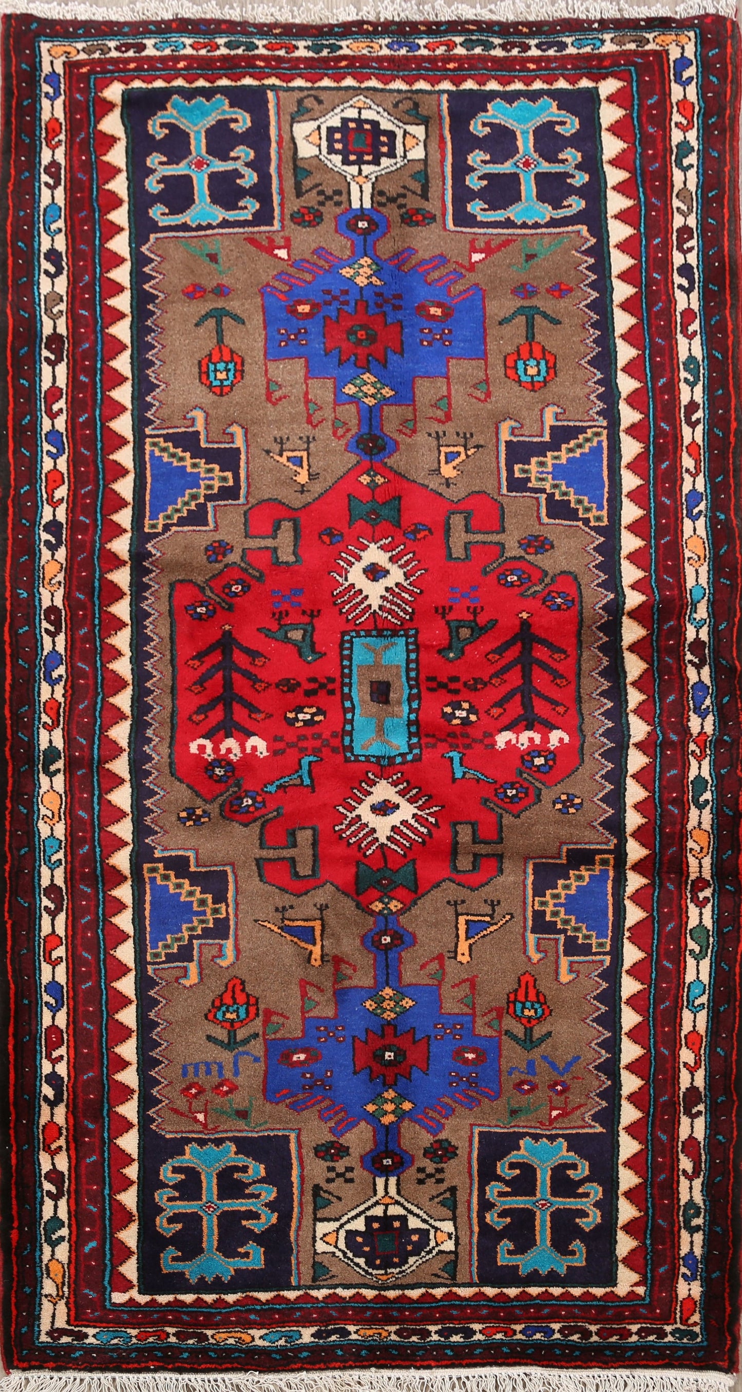 Tribal Hamedan Persian Area Rug 3x6