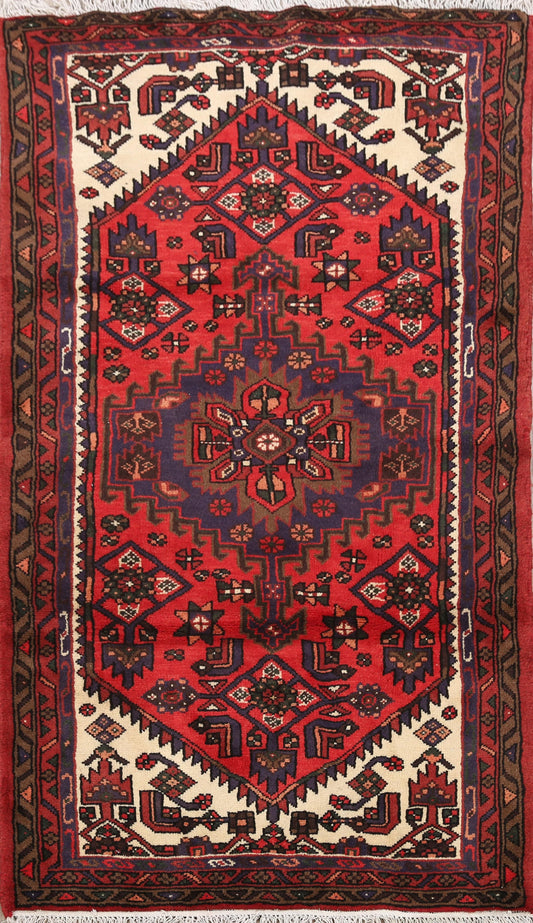 Geometric Hamedan Persian Area Rug 3x5