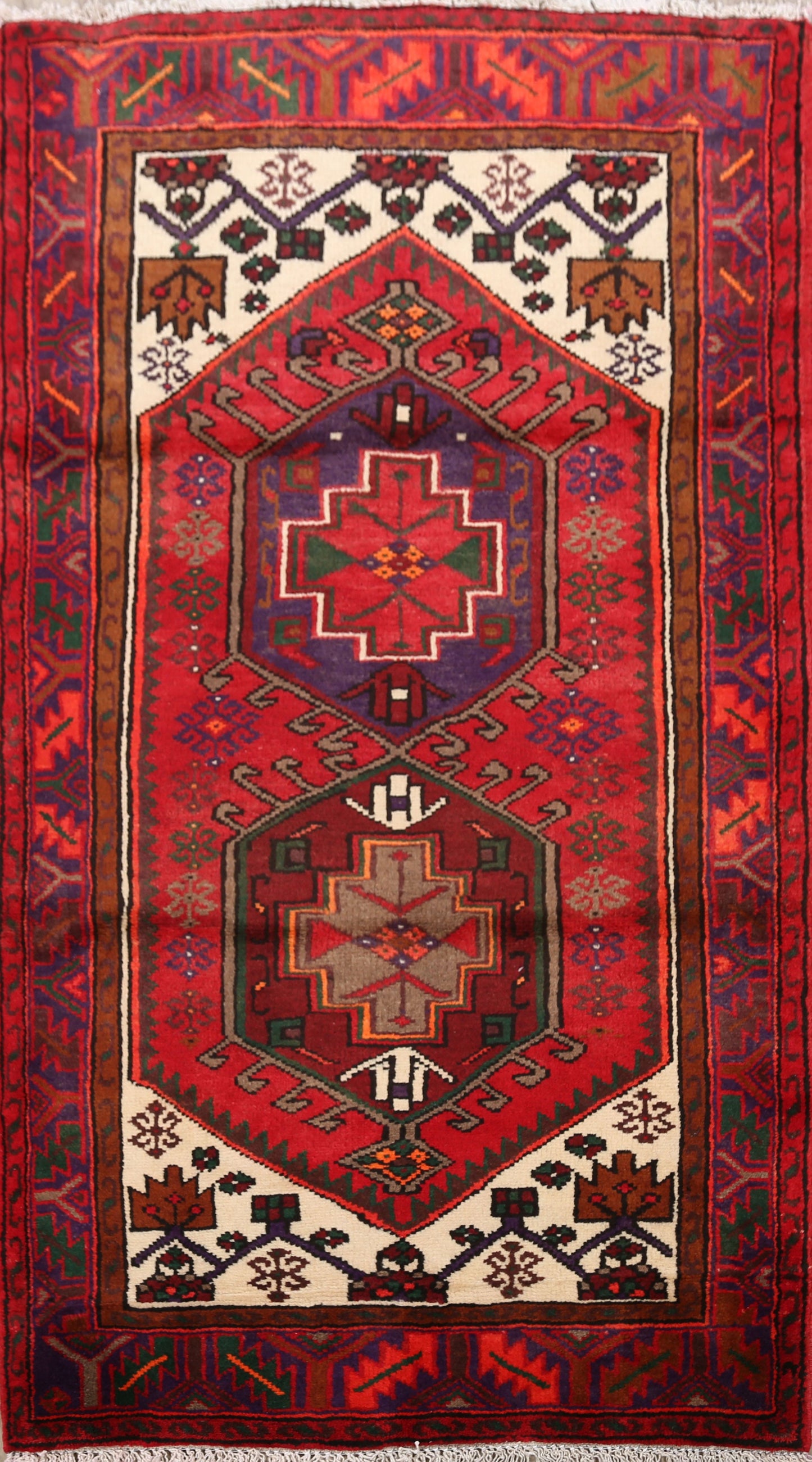 Geometric Hamedan Persian Area Rug 3x5