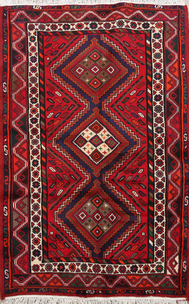 Geometric Hamedan Persian Area Rug 3x5