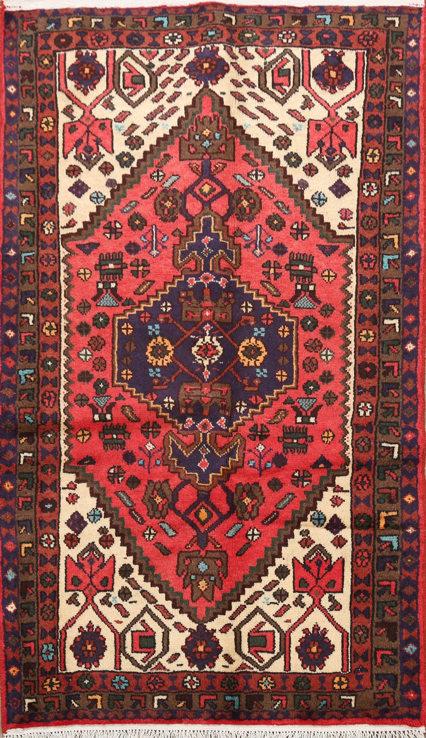 Tribal Hamedan Persian Area Rug 3x5