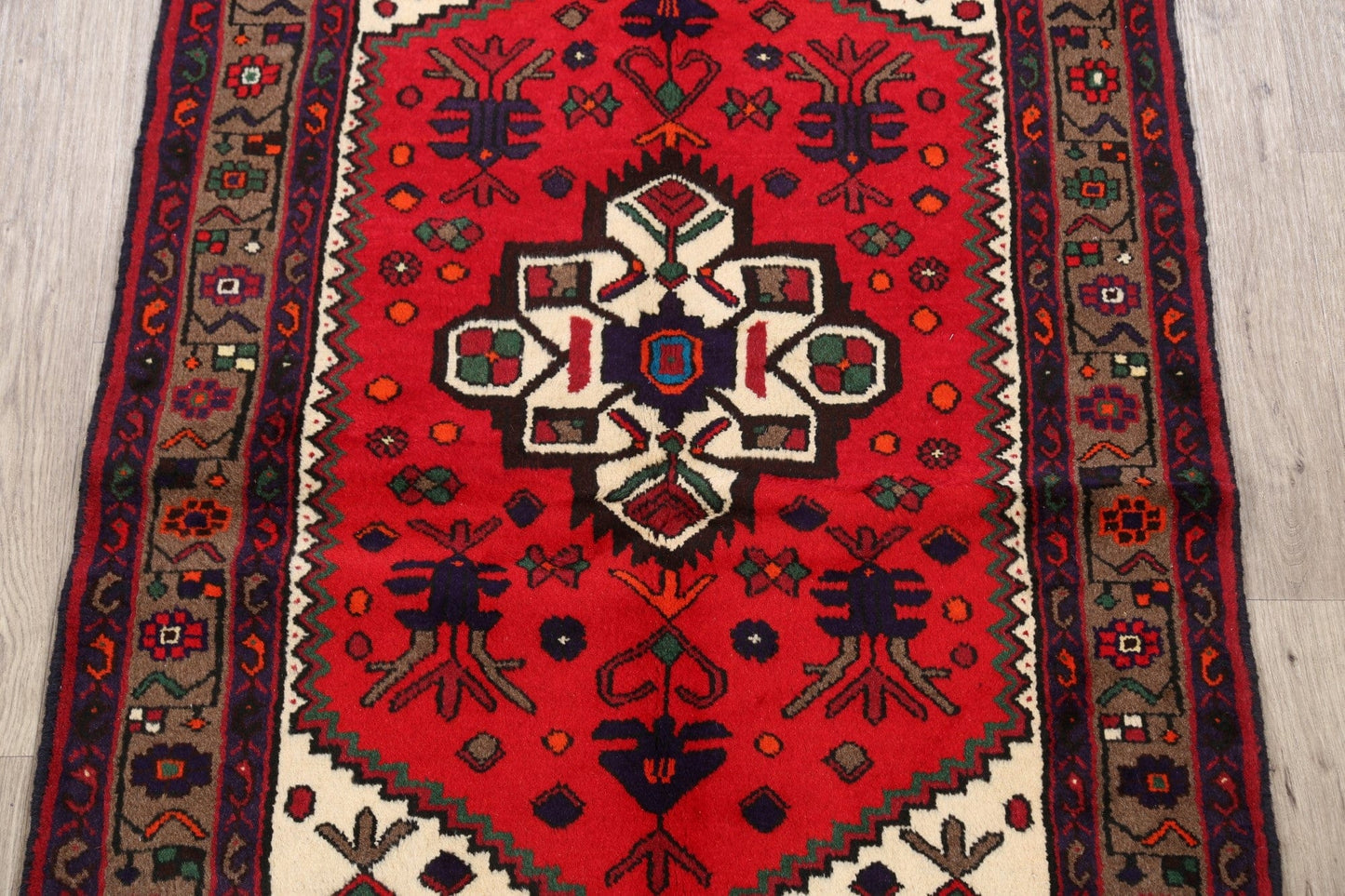 Geometric Hamedan Persian Area Rug 3x5