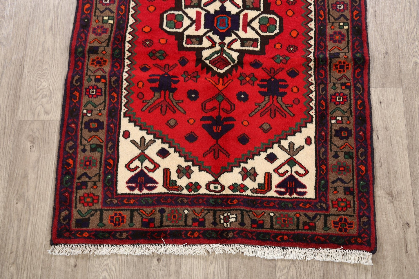 Geometric Hamedan Persian Area Rug 3x5