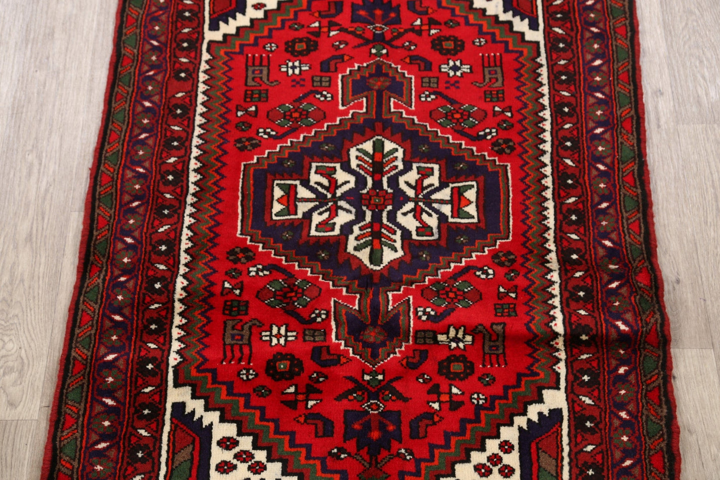 Geometric Hamedan Persian Area Rug 3x5