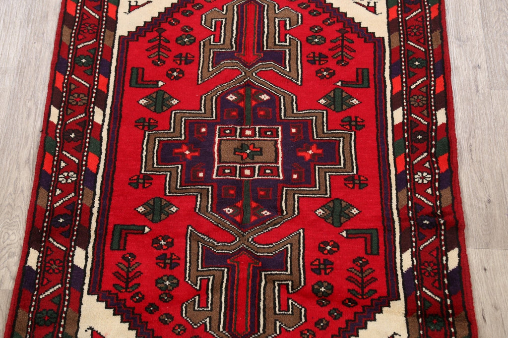 Geometric Hamedan Persian Area Rug 4x5