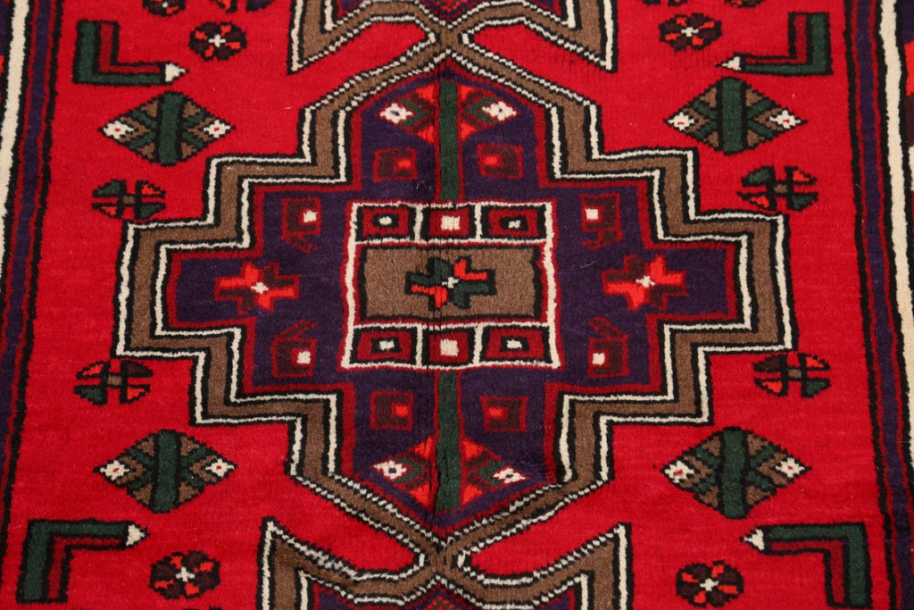 Geometric Hamedan Persian Area Rug 4x5