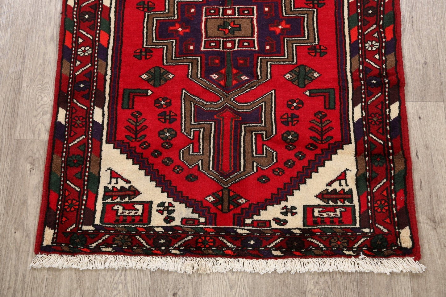 Geometric Hamedan Persian Area Rug 4x5