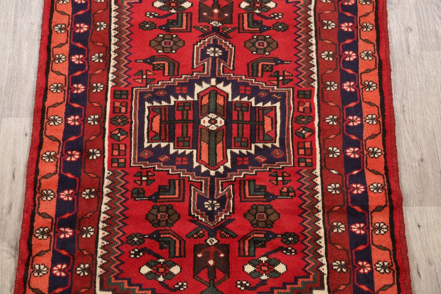 Geometric Hamedan Persian Area Rug 3x5