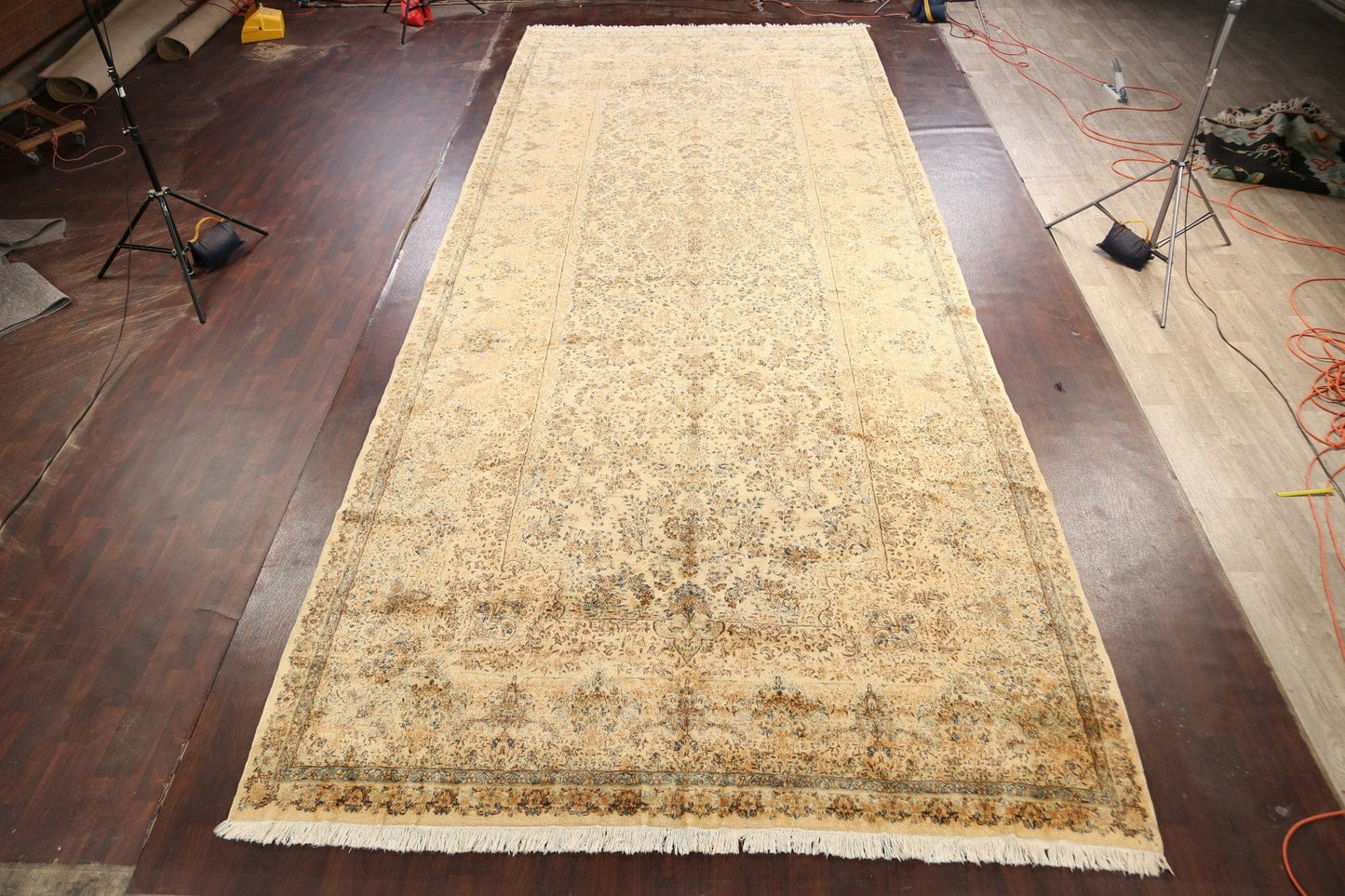 Antique Vegetable Dye Kerman Lavar Persian Rug 9x23 Large