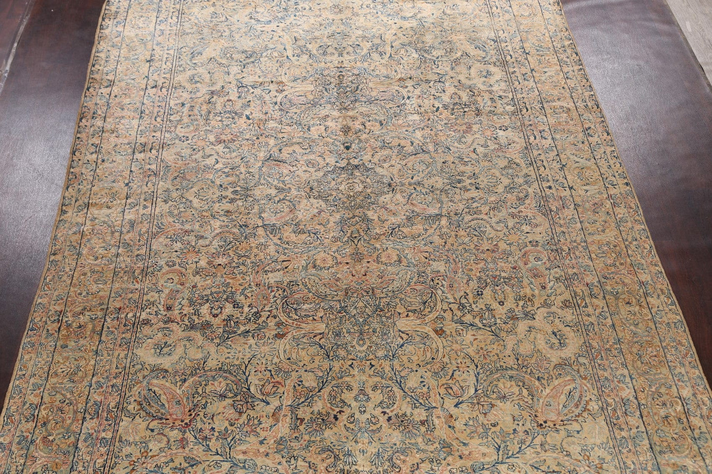 Large Vegetable Dye Antique Kerman Lavar Persian Rug 9x16