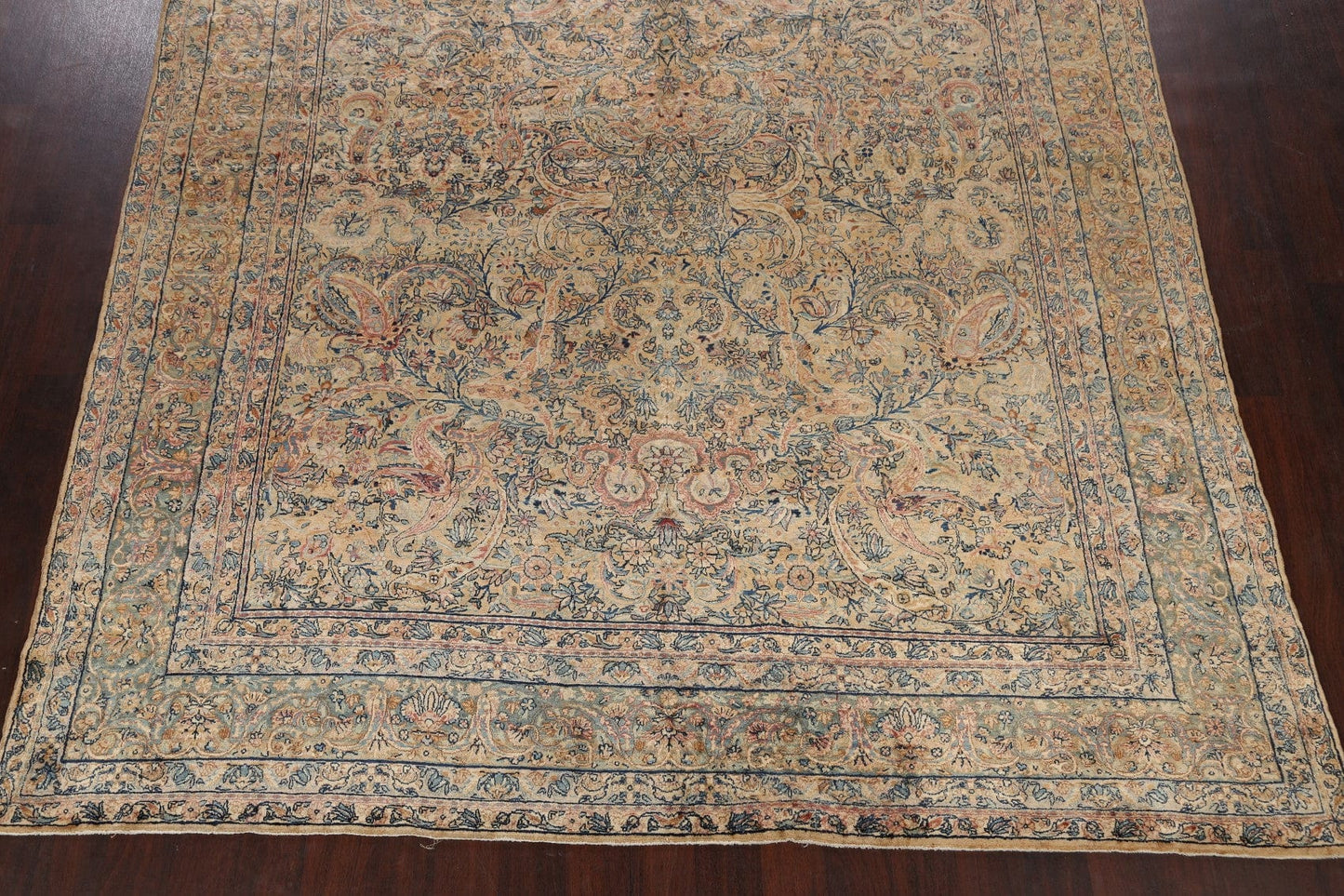 Large Vegetable Dye Antique Kerman Lavar Persian Rug 9x16