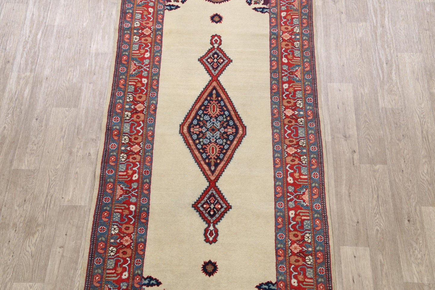 Open Filed Heriz Turkish Runner Rug 4x8