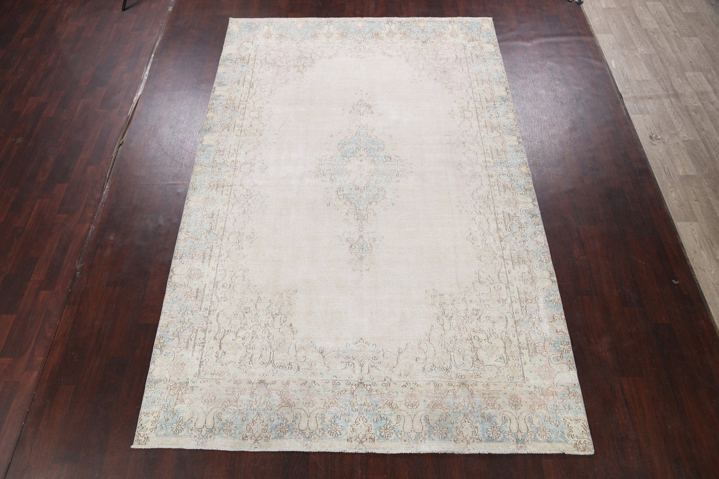 Muted Distressed Kerman Persian Area Rug 8x12