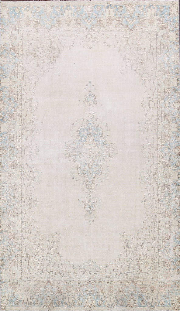 Muted Distressed Kerman Persian Area Rug 8x12