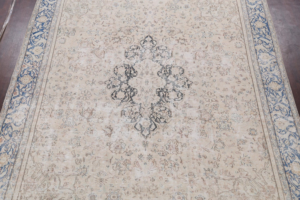 Muted Distressed Kerman Persian Area Rug 9x13