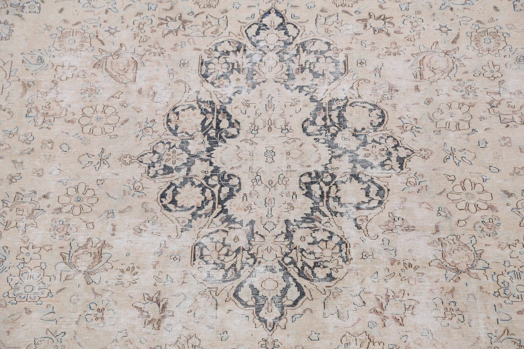 Muted Distressed Kerman Persian Area Rug 9x13