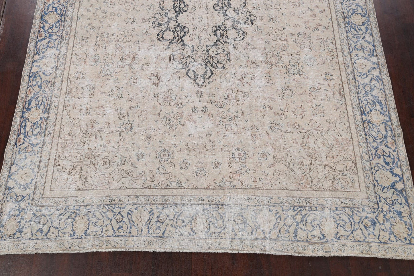 Muted Distressed Kerman Persian Area Rug 9x13