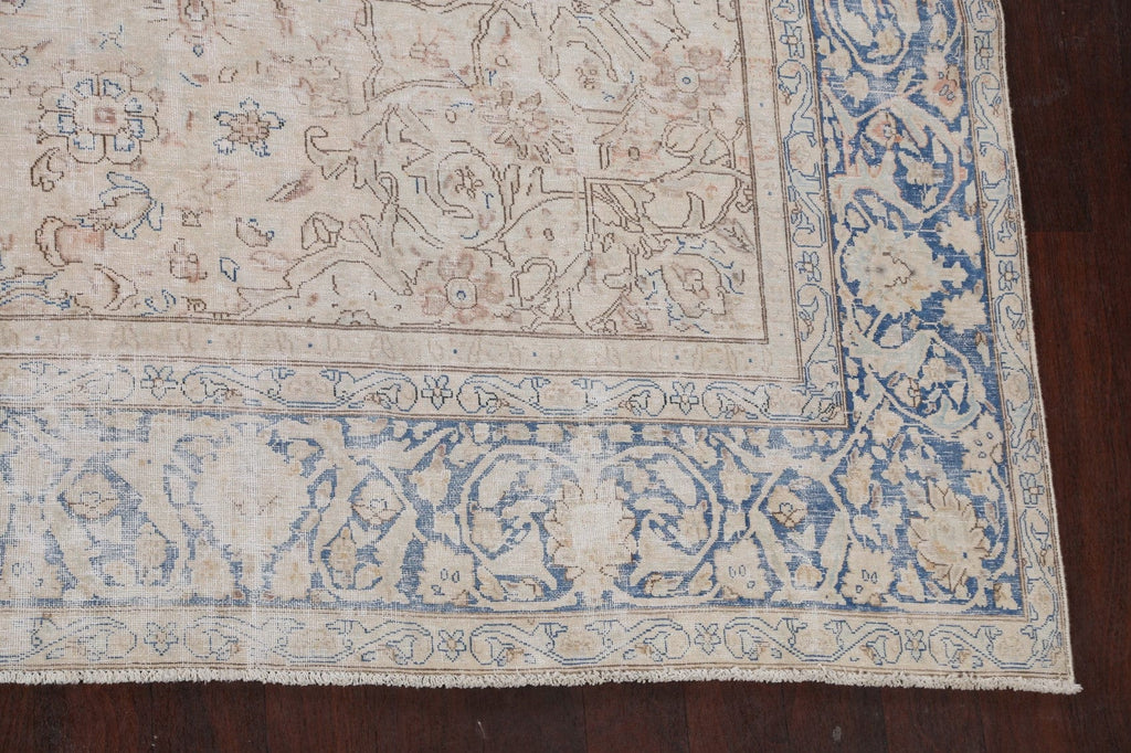 Muted Distressed Kerman Persian Area Rug 9x13