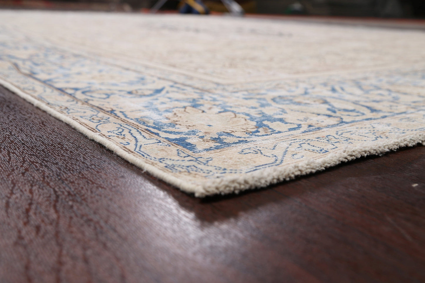 Muted Distressed Kerman Persian Area Rug 9x13