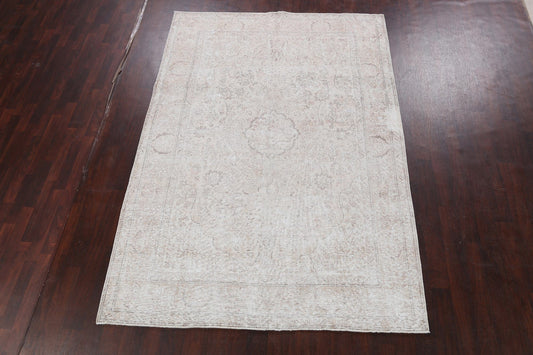 Muted Distressed Tabriz Persian Area Rug 7x10