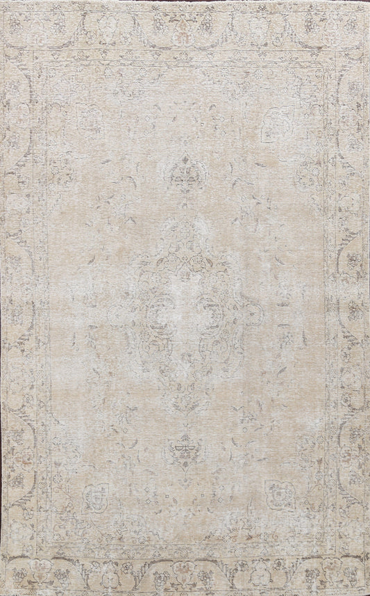 Muted Distressed Tabriz Persian Area Rug 8x11