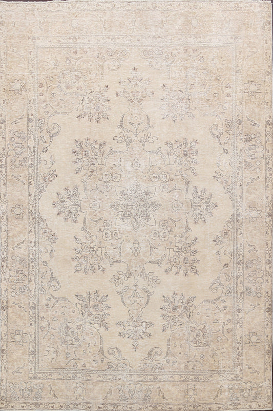 Muted Distressed Tabriz Persian Area Rug 8x11