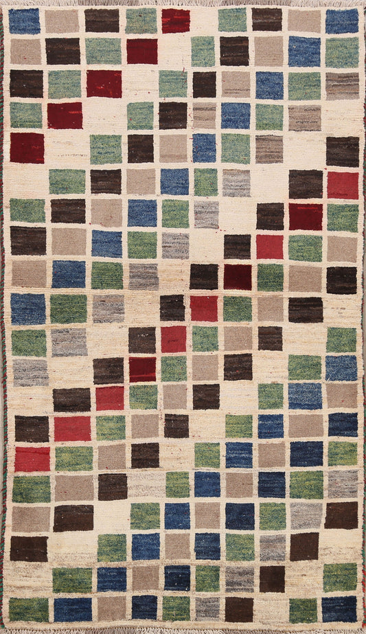 Checkered Gabbeh Persian Area Rug 4x6