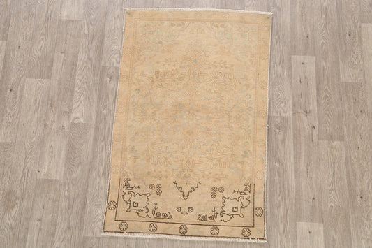 Muted Distressed Tabriz Persian Area Rug 3x4