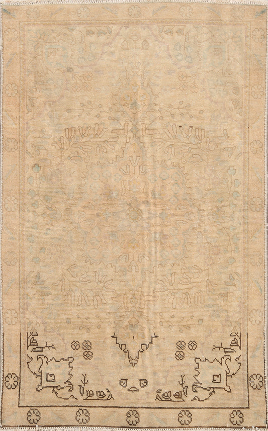 Muted Distressed Tabriz Persian Area Rug 3x4